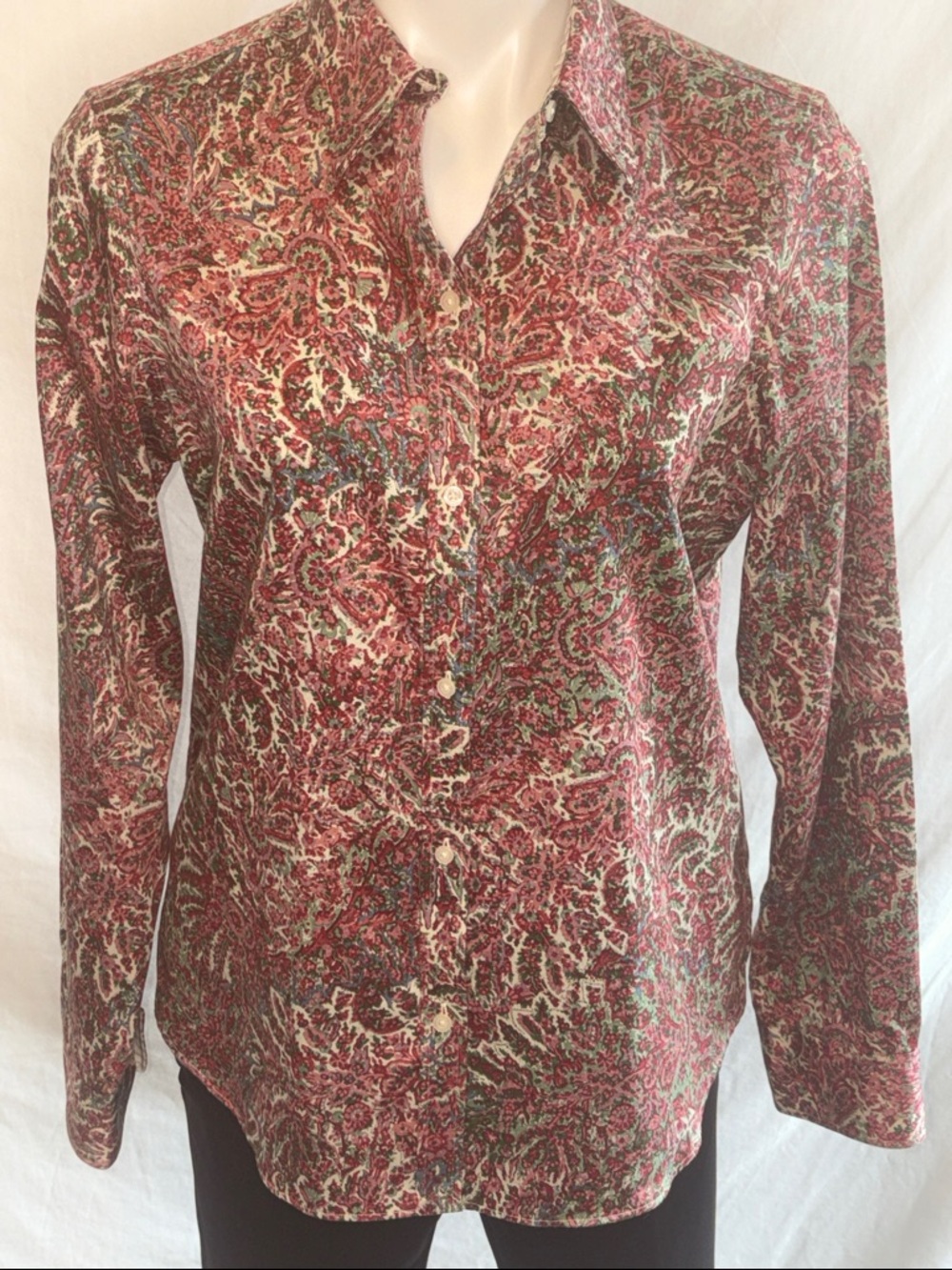 Chaps Red Paisley-Print Long Sleeve Button-Down Shirt